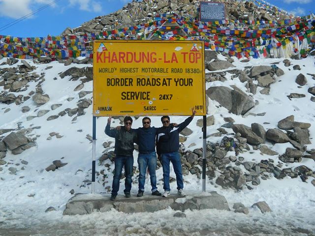 my son chaitanya jha with freinds in leh at 18380feet.